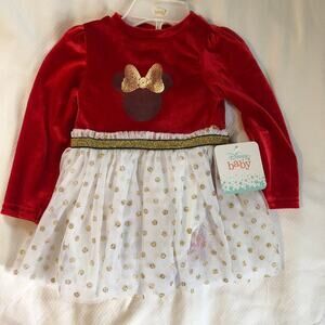 Disney Baby velour Minnie Mouse dress NEW 3/6 months